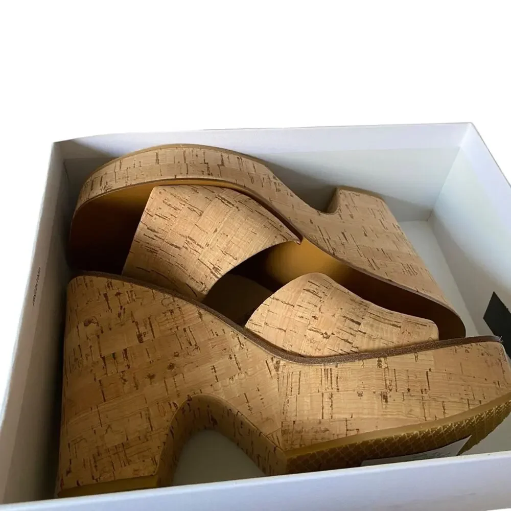 Veronica Beard Paulita Cork Women's Tan Platform Wedge Sandals NWTS size 10